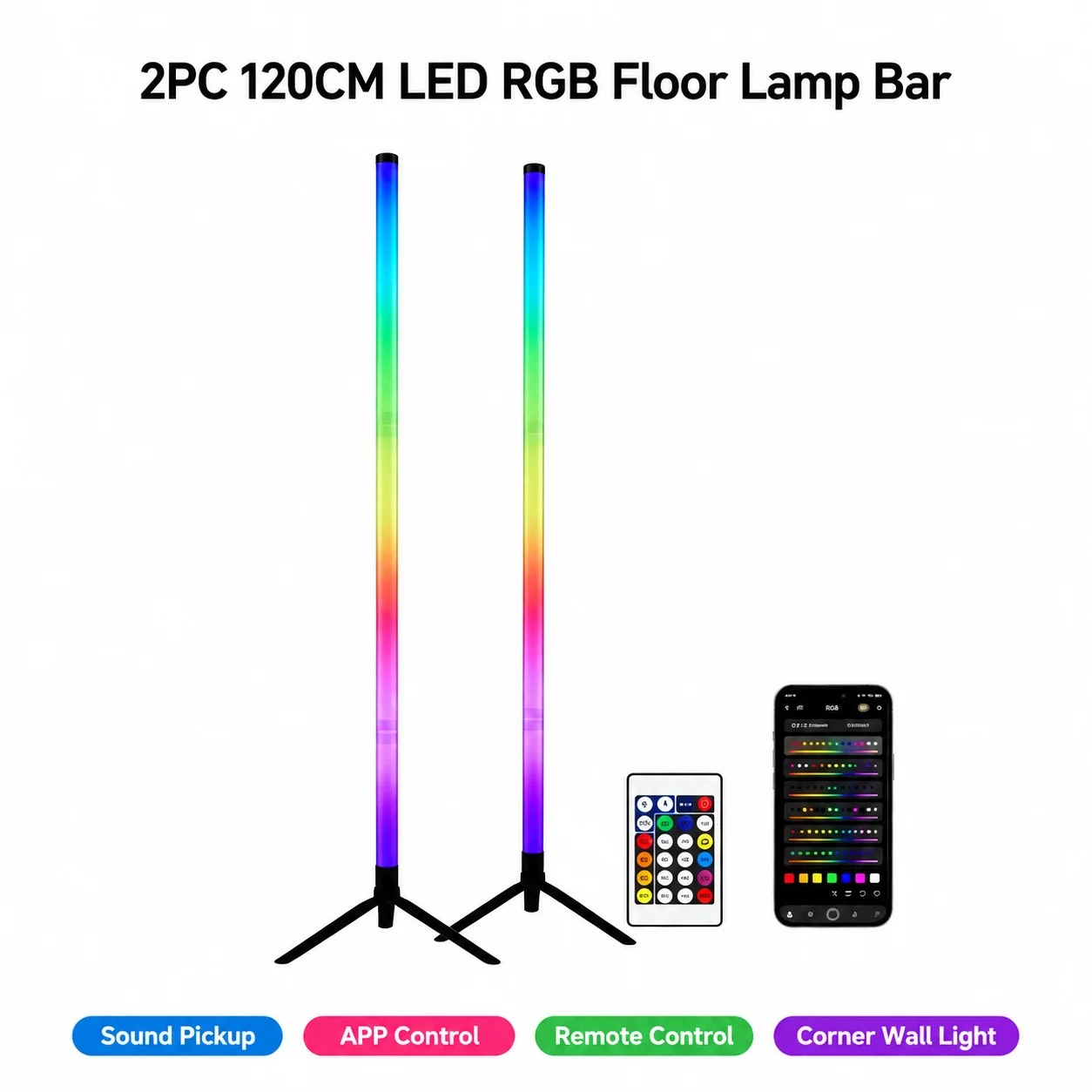 2PCS 120CM RGB Floor Lamp, Sou - огляд і ціна Esports & Gaming Optics Gmbh